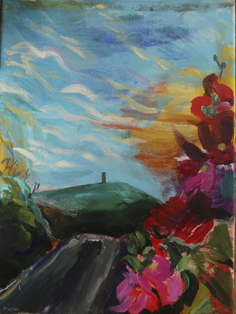 Hollyhocks and the Tor